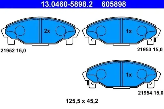 Bremsbelagsatz, Scheibenbremse Vorderachse ATE 13.0460-5898.2 Bild Bremsbelagsatz, Scheibenbremse Vorderachse ATE 13.0460-5898.2