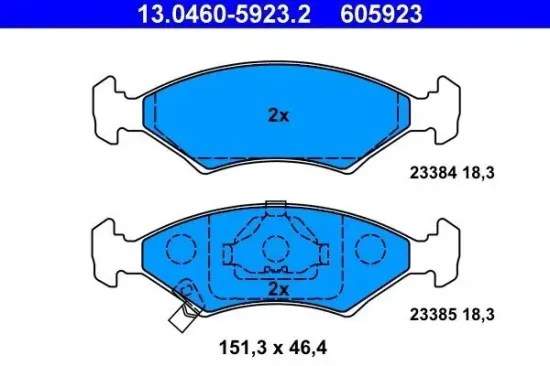 Bremsbelagsatz, Scheibenbremse Vorderachse ATE 13.0460-5923.2 Bild Bremsbelagsatz, Scheibenbremse Vorderachse ATE 13.0460-5923.2