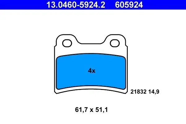 Bremsbelagsatz, Scheibenbremse Hinterachse ATE 13.0460-5924.2