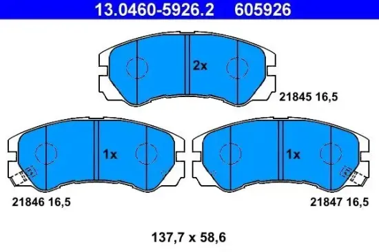 Bremsbelagsatz, Scheibenbremse Vorderachse ATE 13.0460-5926.2 Bild Bremsbelagsatz, Scheibenbremse Vorderachse ATE 13.0460-5926.2