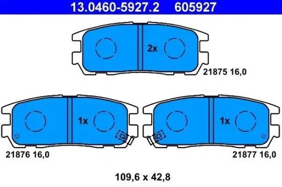 Bremsbelagsatz, Scheibenbremse Hinterachse ATE 13.0460-5927.2 Bild Bremsbelagsatz, Scheibenbremse Hinterachse ATE 13.0460-5927.2
