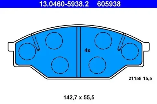 Bremsbelagsatz, Scheibenbremse ATE 13.0460-5938.2 Bild Bremsbelagsatz, Scheibenbremse ATE 13.0460-5938.2