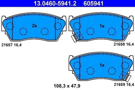 Bremsbelagsatz, Scheibenbremse Vorderachse ATE 13.0460-5941.2 Bild Bremsbelagsatz, Scheibenbremse Vorderachse ATE 13.0460-5941.2