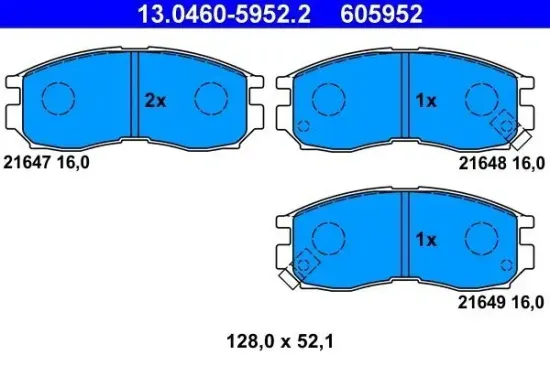 Bremsbelagsatz, Scheibenbremse ATE 13.0460-5952.2 Bild Bremsbelagsatz, Scheibenbremse ATE 13.0460-5952.2