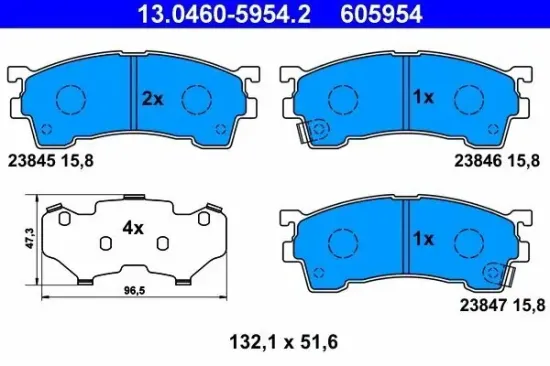 Bremsbelagsatz, Scheibenbremse ATE 13.0460-5954.2 Bild Bremsbelagsatz, Scheibenbremse ATE 13.0460-5954.2