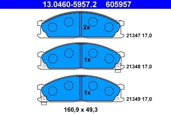 Bremsbelagsatz, Scheibenbremse Vorderachse ATE 13.0460-5957.2 Bild Bremsbelagsatz, Scheibenbremse Vorderachse ATE 13.0460-5957.2