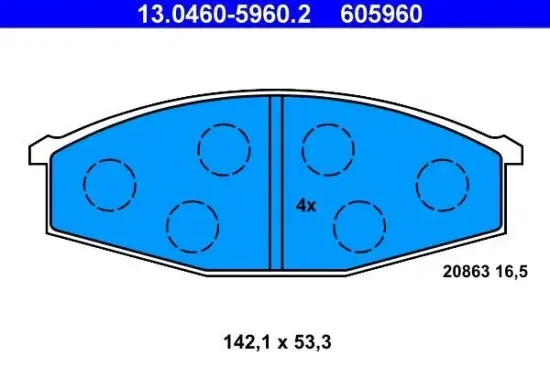 Bremsbelagsatz, Scheibenbremse ATE 13.0460-5960.2 Bild Bremsbelagsatz, Scheibenbremse ATE 13.0460-5960.2