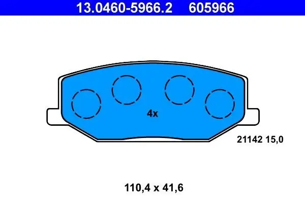 Bremsbelagsatz, Scheibenbremse Vorderachse ATE 13.0460-5966.2
