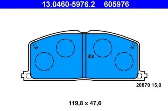Bremsbelagsatz, Scheibenbremse Vorderachse ATE 13.0460-5976.2 Bild Bremsbelagsatz, Scheibenbremse Vorderachse ATE 13.0460-5976.2