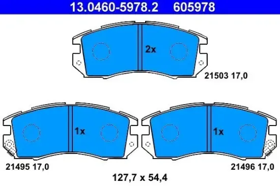 Bremsbelagsatz, Scheibenbremse Vorderachse ATE 13.0460-5978.2 Bild Bremsbelagsatz, Scheibenbremse Vorderachse ATE 13.0460-5978.2