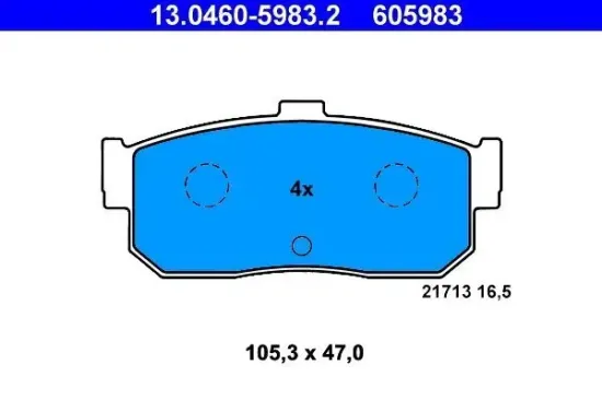 Bremsbelagsatz, Scheibenbremse Hinterachse ATE 13.0460-5983.2 Bild Bremsbelagsatz, Scheibenbremse Hinterachse ATE 13.0460-5983.2