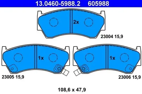 Bremsbelagsatz, Scheibenbremse Vorderachse ATE 13.0460-5988.2 Bild Bremsbelagsatz, Scheibenbremse Vorderachse ATE 13.0460-5988.2