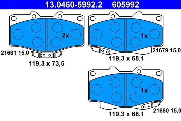 Bremsbelagsatz, Scheibenbremse ATE 13.0460-5992.2