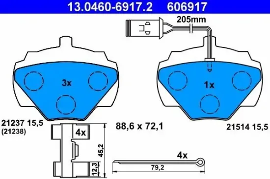 Bremsbelagsatz, Scheibenbremse ATE 13.0460-6917.2 Bild Bremsbelagsatz, Scheibenbremse ATE 13.0460-6917.2