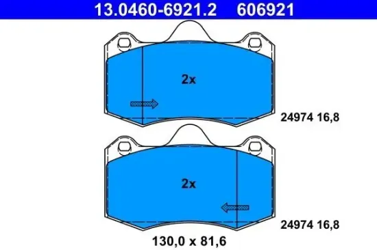 Bremsbelagsatz, Scheibenbremse Vorderachse ATE 13.0460-6921.2 Bild Bremsbelagsatz, Scheibenbremse Vorderachse ATE 13.0460-6921.2