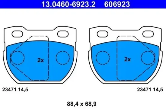 Bremsbelagsatz, Scheibenbremse Hinterachse Hinterachse ATE 13.0460-6923.2 Bild Bremsbelagsatz, Scheibenbremse Hinterachse Hinterachse ATE 13.0460-6923.2