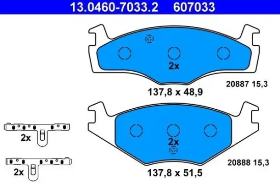 Bremsbelagsatz, Scheibenbremse ATE 13.0460-7033.2 Bild Bremsbelagsatz, Scheibenbremse ATE 13.0460-7033.2