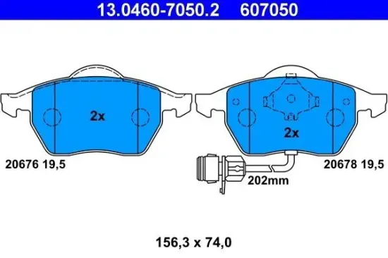 Bremsbelagsatz, Scheibenbremse Vorderachse ATE 13.0460-7050.2 Bild Bremsbelagsatz, Scheibenbremse Vorderachse ATE 13.0460-7050.2