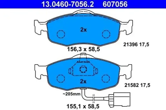 Bremsbelagsatz, Scheibenbremse ATE 13.0460-7056.2 Bild Bremsbelagsatz, Scheibenbremse ATE 13.0460-7056.2