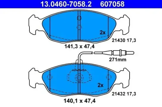 Bremsbelagsatz, Scheibenbremse ATE 13.0460-7058.2 Bild Bremsbelagsatz, Scheibenbremse ATE 13.0460-7058.2