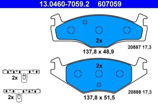 Bremsbelagsatz, Scheibenbremse ATE 13.0460-7059.2 Bild Bremsbelagsatz, Scheibenbremse ATE 13.0460-7059.2