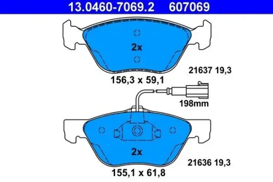 Bremsbelagsatz, Scheibenbremse ATE 13.0460-7069.2 Bild Bremsbelagsatz, Scheibenbremse ATE 13.0460-7069.2