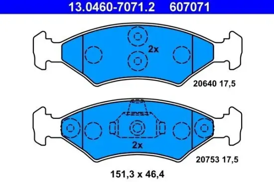 Bremsbelagsatz, Scheibenbremse ATE 13.0460-7071.2 Bild Bremsbelagsatz, Scheibenbremse ATE 13.0460-7071.2