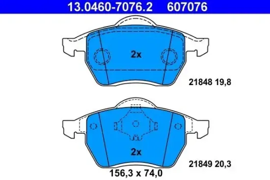 Bremsbelagsatz, Scheibenbremse ATE 13.0460-7076.2 Bild Bremsbelagsatz, Scheibenbremse ATE 13.0460-7076.2