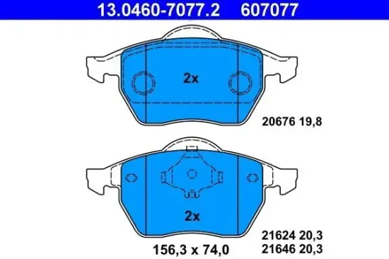 Bremsbelagsatz, Scheibenbremse ATE 13.0460-7077.2 Bild Bremsbelagsatz, Scheibenbremse ATE 13.0460-7077.2