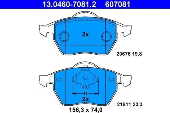 Bremsbelagsatz, Scheibenbremse ATE 13.0460-7081.2 Bild Bremsbelagsatz, Scheibenbremse ATE 13.0460-7081.2