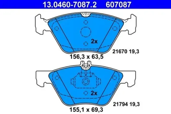 Bremsbelagsatz, Scheibenbremse ATE 13.0460-7087.2 Bild Bremsbelagsatz, Scheibenbremse ATE 13.0460-7087.2