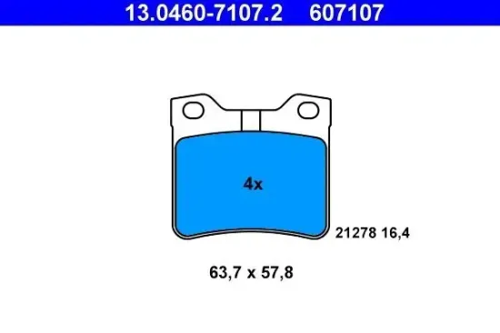 Bremsbelagsatz, Scheibenbremse ATE 13.0460-7107.2 Bild Bremsbelagsatz, Scheibenbremse ATE 13.0460-7107.2