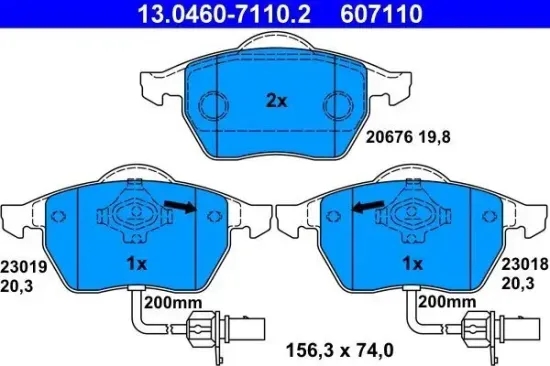 Bremsbelagsatz, Scheibenbremse ATE 13.0460-7110.2 Bild Bremsbelagsatz, Scheibenbremse ATE 13.0460-7110.2