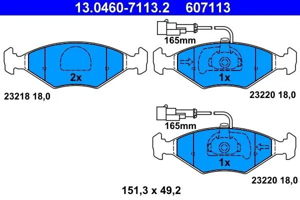 Bremsbelagsatz, Scheibenbremse ATE 13.0460-7113.2