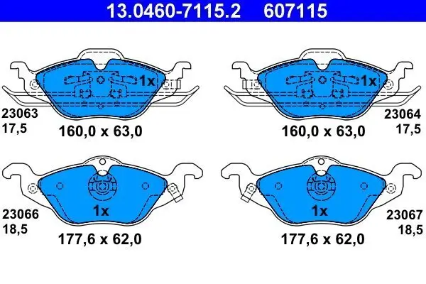 Bremsbelagsatz, Scheibenbremse Vorderachse ATE 13.0460-7115.2