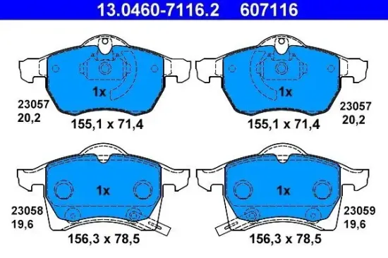 Bremsbelagsatz, Scheibenbremse ATE 13.0460-7116.2 Bild Bremsbelagsatz, Scheibenbremse ATE 13.0460-7116.2