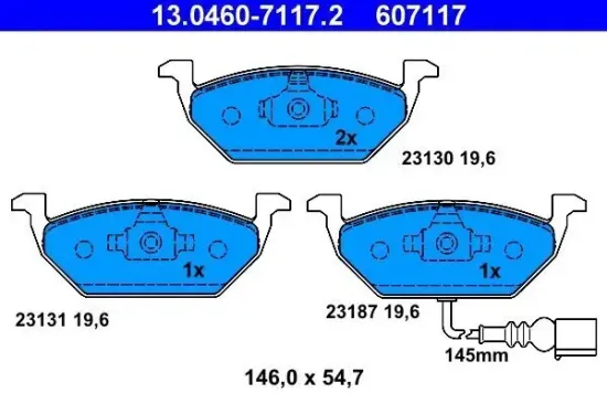 Bremsbelagsatz, Scheibenbremse ATE 13.0460-7117.2 Bild Bremsbelagsatz, Scheibenbremse ATE 13.0460-7117.2