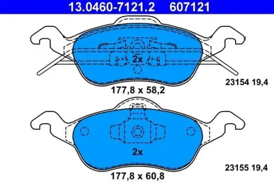 Bremsbelagsatz, Scheibenbremse ATE 13.0460-7121.2 Bild Bremsbelagsatz, Scheibenbremse ATE 13.0460-7121.2