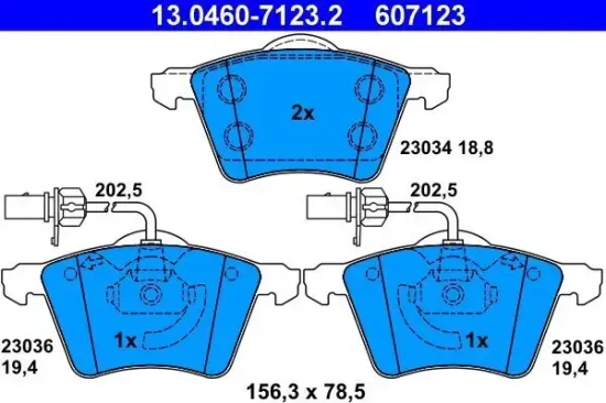 Bremsbelagsatz, Scheibenbremse ATE 13.0460-7123.2 Bild Bremsbelagsatz, Scheibenbremse ATE 13.0460-7123.2