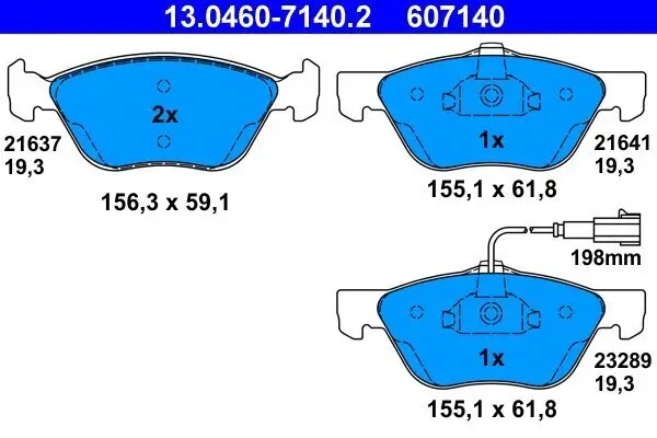 Bremsbelagsatz, Scheibenbremse ATE 13.0460-7140.2