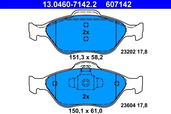 Bremsbelagsatz, Scheibenbremse Vorderachse ATE 13.0460-7142.2