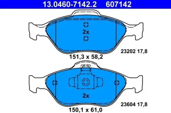 Bremsbelagsatz, Scheibenbremse Vorderachse ATE 13.0460-7142.2 Bild Bremsbelagsatz, Scheibenbremse Vorderachse ATE 13.0460-7142.2