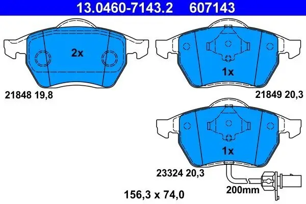 Bremsbelagsatz, Scheibenbremse ATE 13.0460-7143.2