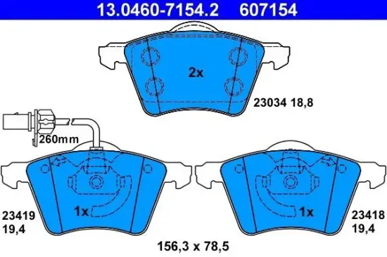 Bremsbelagsatz, Scheibenbremse ATE 13.0460-7154.2 Bild Bremsbelagsatz, Scheibenbremse ATE 13.0460-7154.2