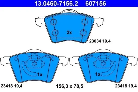 Bremsbelagsatz, Scheibenbremse ATE 13.0460-7156.2 Bild Bremsbelagsatz, Scheibenbremse ATE 13.0460-7156.2