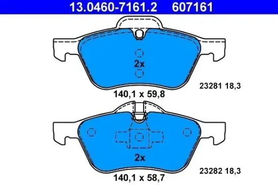 Bremsbelagsatz, Scheibenbremse Vorderachse ATE 13.0460-7161.2 Bild Bremsbelagsatz, Scheibenbremse Vorderachse ATE 13.0460-7161.2