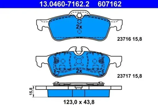 Bremsbelagsatz, Scheibenbremse Hinterachse ATE 13.0460-7162.2 Bild Bremsbelagsatz, Scheibenbremse Hinterachse ATE 13.0460-7162.2