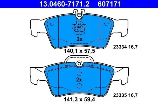 Bremsbelagsatz, Scheibenbremse Hinterachse ATE 13.0460-7171.2 Bild Bremsbelagsatz, Scheibenbremse Hinterachse ATE 13.0460-7171.2