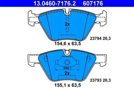 Bremsbelagsatz, Scheibenbremse Vorderachse ATE 13.0460-7176.2 Bild Bremsbelagsatz, Scheibenbremse Vorderachse ATE 13.0460-7176.2