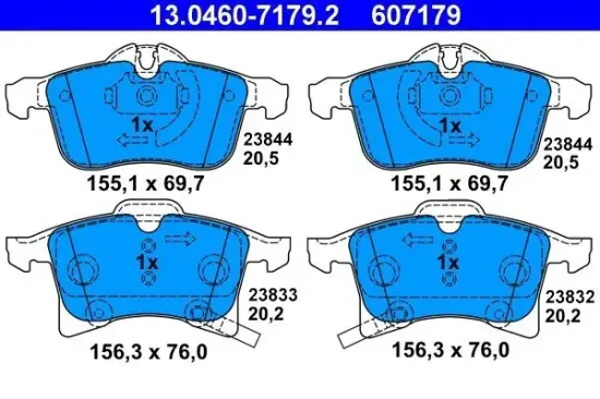 Bremsbelagsatz, Scheibenbremse ATE 13.0460-7179.2 Bild Bremsbelagsatz, Scheibenbremse ATE 13.0460-7179.2